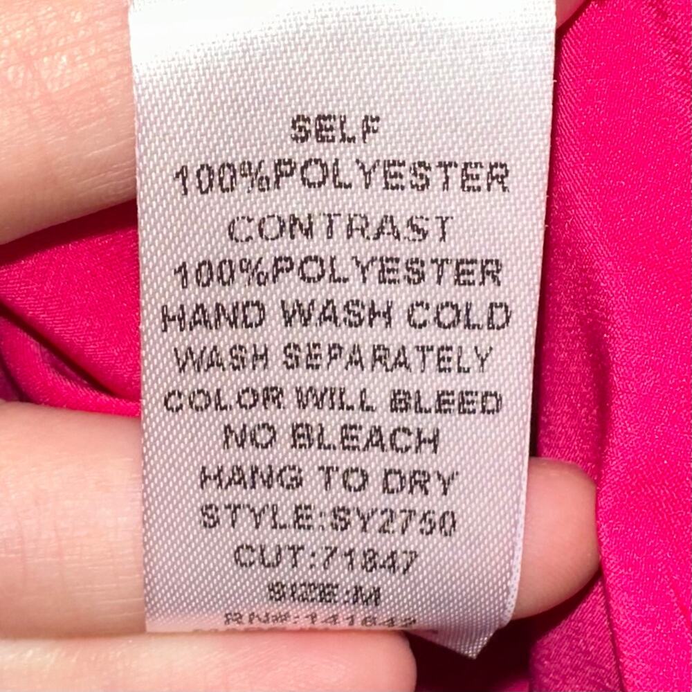 She + Sky Red Pink Split Satin Surplice Top Size Medium - Picture 5 of 11